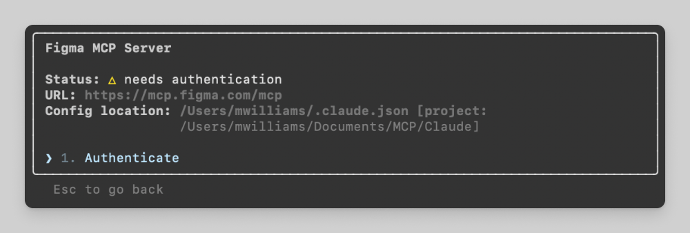 Select authenticate in Claude
