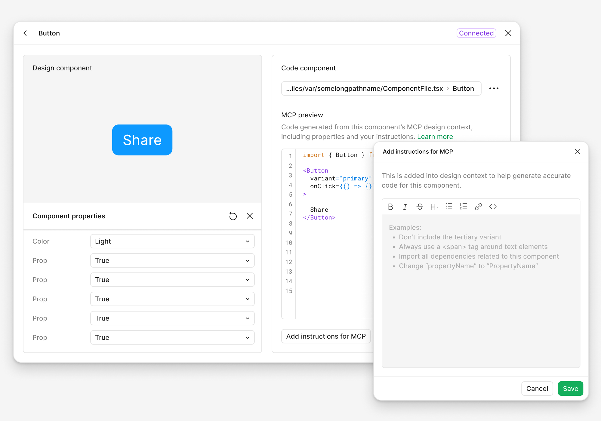Code Connec UI - enhanced MCP codegen