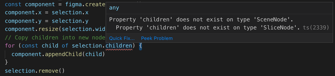 Type error in a node